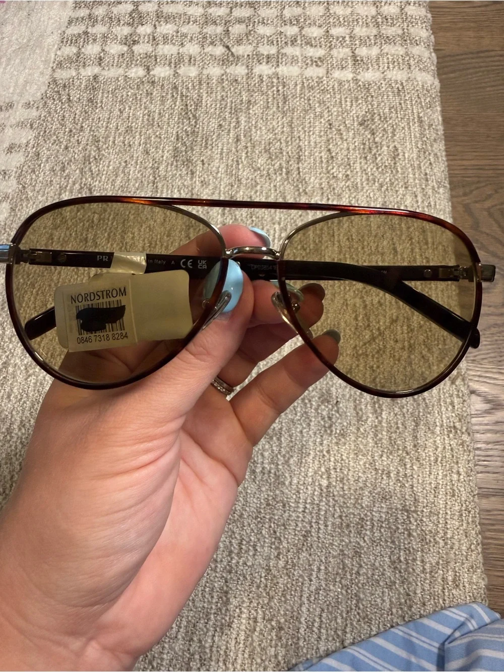 Prada Aviator Sunglasses - Brown Lenses with Red-Brown Frame